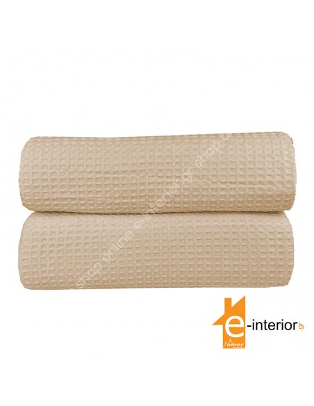 ΚΟΥΒΕΡΤΑ ΠΙΚΕ KING SIZE CVC 265Χ280 ΜΠΕΖ | 80%COT-20%POL