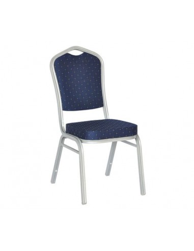 HILTON Καρέκλα Μέταλλο Βαφή Silver, Ύφασμα Μπλε