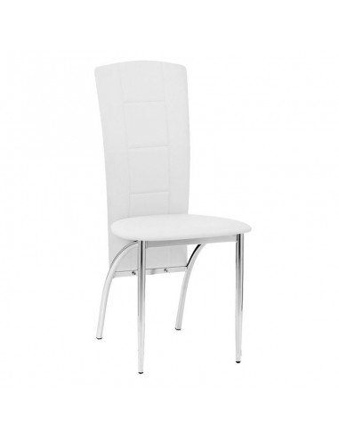 VILLA Καρέκλα Μέταλλο Χρώμιο, PU Άσπρο