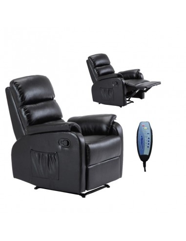 COMFORT Massage Πολυθρόνα Relax, Σαλονιού - Καθιστικού, PU Μαύρο