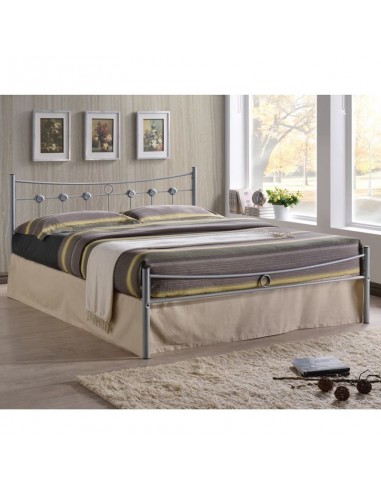 DUGAN Κρεβάτι Διπλό, για Στρώμα 140x190cm, Μέταλλο Βαφή Silver