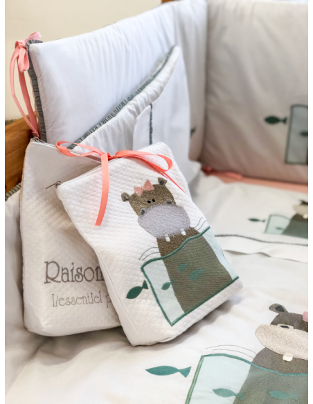 Κουβέρτα Πικέ Αγκαλιάς - Baby Girl Hippo