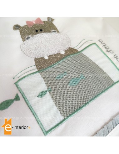 Σετ Σεντόνια Κούνιας Baby Girl Hippo - Pink