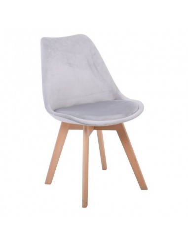 MARTIN Καρέκλα Οξιά Φυσικό, Ύφασμα Velure Γκρι, Μονταρισμένη Ταπετσαρία