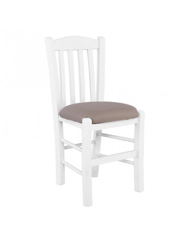 CASA Καρέκλα Οξιά Βαφή Εμποτισμού Άσπρο, Κάθισμα Pu Cappuccino