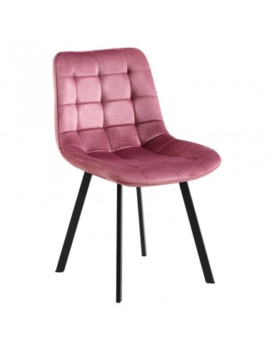 MYRIAM Καρέκλα Τραπεζαρίας, Μέταλλο Βαφή Μαύρο, Ύφασμα Velure Απόχρωση Dirty Pink