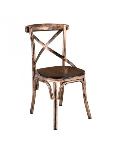 MARLIN Wood Καρέκλα Dark Oak, Μέταλλο Βαφή Black Gold