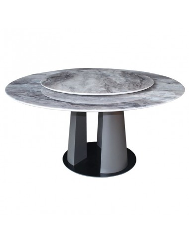 LAZY SUSAN Τραπέζι με κεντρική Περιστρεφόμενη επιφάνεια, Βάση Μέταλλο-Επιφάνεια Μάρμαρο