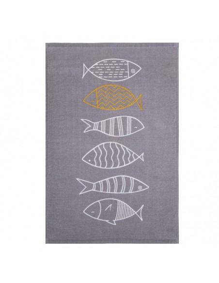 Ποτηρόπανο Βελουτέ 40x60 Fish Style Grey
