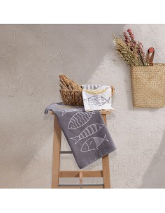 Ποτηρόπανο Βελουτέ 40x60 Fish Style Grey 2