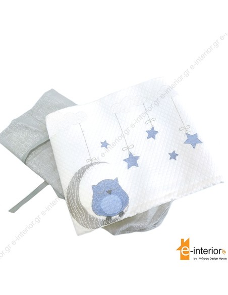 Κουβέρτα Πικέ Αγκαλιάς Dreamy Owl - Blue