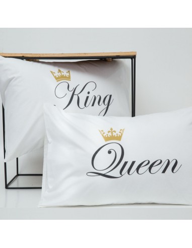 Ζεύγος Μαξιλαροθήκες Queen&King Λευκό  2  50 x 70 cm