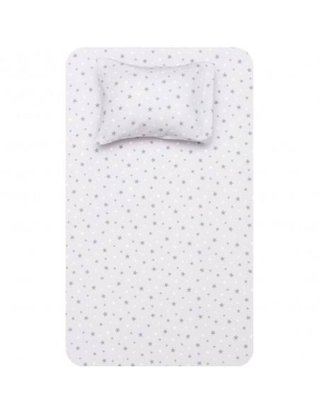 Σεντόνια Κούνιας Φανελένια Σετ Αστεράκια Γκρι  2  120 x 160 cm + 30 x 40 cm