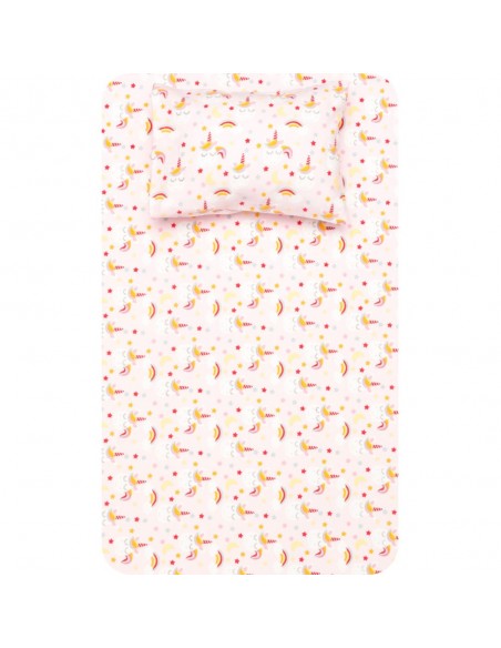 Σεντόνια Κούνιας Φανελένια Σετ Unicorn Ροζ  2  120 x 160 cm + 30 x 40 cm