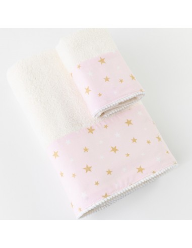Πετσέτες Σετ 2ΤΜΧ Stardust Εκρού-Ροζ 70 x 120 / 30 x 50 cm
