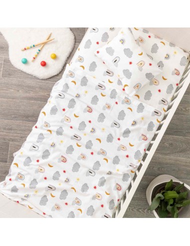 Σεντόνια Κούνιας Φανελένια Σετ Rainbow Γκρι  2...