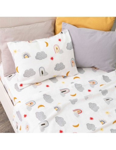 Σεντόνια Κούνιας Φανελένια Σετ Rainbow Γκρι  2...