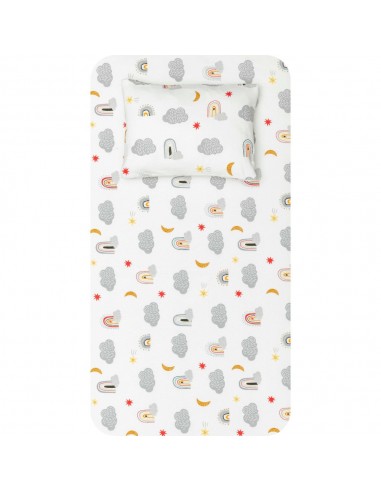 Σεντόνια Κούνιας Φανελένια Σετ Rainbow Γκρι  2...