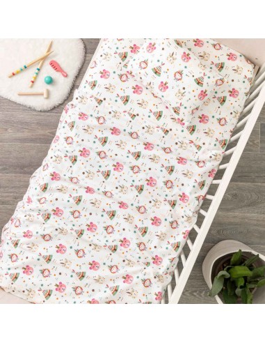 Σεντόνια Κούνιας Φανελένια Σετ Indian Bear Ροζ...