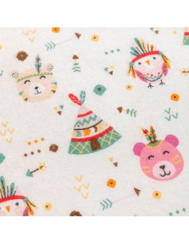 Σεντόνια Κούνιας Φανελένια Σετ Indian Bear Ροζ...