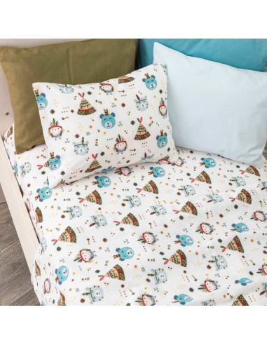 Σεντόνια Κούνιας Φανελένια Σετ Indian Bear Σιέλ...