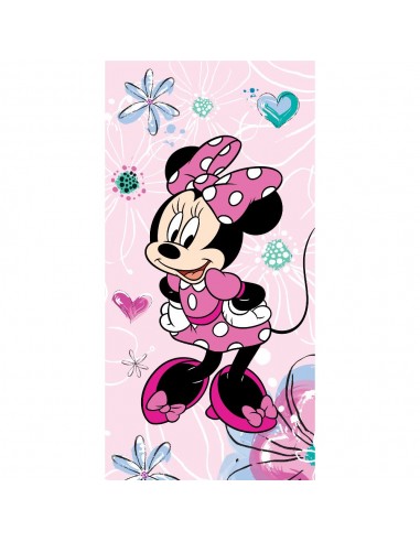 Πετσέτα Θαλάσσης Βαμβακερή Βελούδινη Minnie 320gsm Ροζ 70 x 140 cm