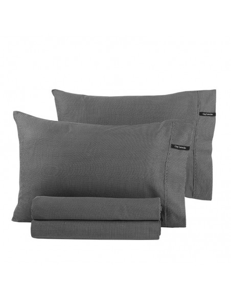 Σεντόνι Βαμβακοσατέν Υπέρδιπλο Με Λάστιχο Για Στρώμα 160X200+35 Minimal Black&White