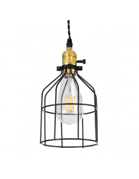 GloboStar® GALOT 01179 Vintage Industrial Κρεμαστό Φωτιστικό Οροφής Μονόφωτο 1 x E27 Μαύρο Μεταλλικό Πλέγμα Φ13.5 x Υ16cm