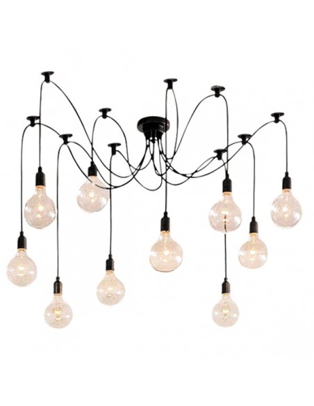 GloboStar® WIRED 01173 Vintage Φωτιστικό Οροφής Πολύφωτο Μαύρο