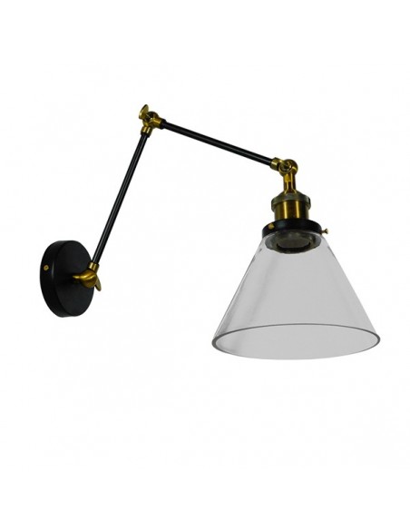 GloboStar® OLIVIA 01068 Vintage Φωτιστικό Τοίχου Απλίκα Μονόφωτο με Σπαστό Μεταλλικό Βραχίονα και Γυάλινη Καμπάνα Φ19 x Μ63 x Π19 x Υ77cm