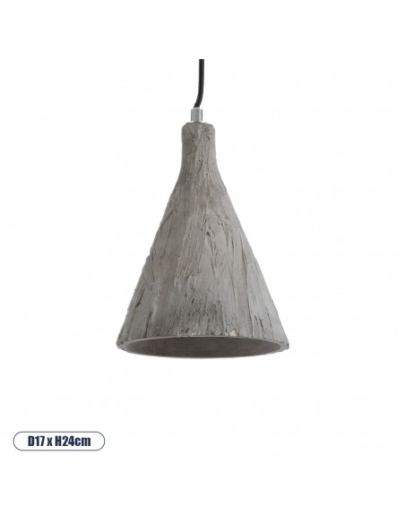 GloboStar® VOLCANO 01080 Μοντέρνο Κρεμαστό Φωτιστικό Οροφής Μονόφωτο Καφέ Τσιμέντο Φ17 x Y24cm