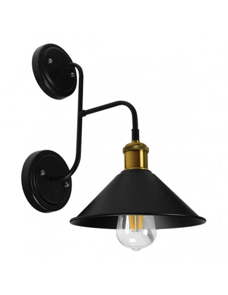 GloboStar® MAGEOR 01120 Vintage Industrial Φωτιστικό Τοίχου Απλίκα Μονόφωτο Μαύρο Μεταλλικό Καμπάνα Φ22 x Μ36.5 x Π32.5 x Υ40cm