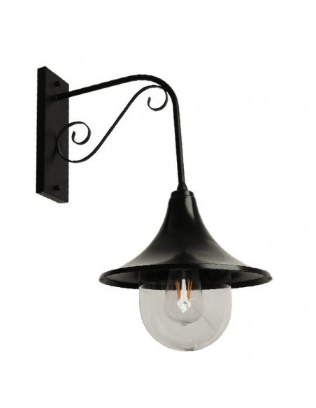 GloboStar® ANNIEL 01123 Vintage Φωτιστικό Τοίχου Απλίκα Μονόφωτο Μαύρο Μεταλλικό Καμπάνα Φ28 x Μ40.5 x Π28 x Υ56.5cm
