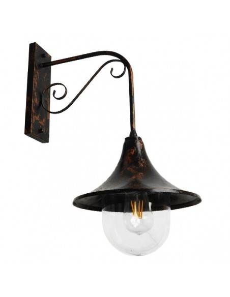 GloboStar® ANNIEL 01124 Vintage Φωτιστικό Τοίχου Απλίκα Μονόφωτο Καφέ Σκουριά Μεταλλικό Καμπάνα Φ28 x Μ40.5 x Π28 x Υ56.5cm