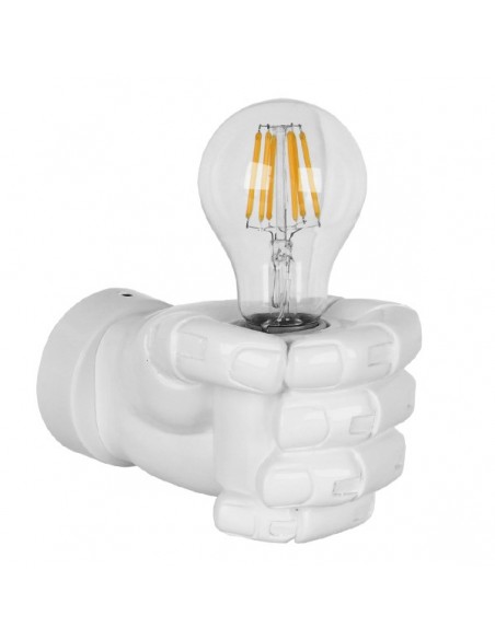GloboStar® FIST 01137 Μοντέρνο Φωτιστικό Τοίχου Απλίκα Μονόφωτο Λευκό Γύψινο Μ15 x Π10 x Υ10cm