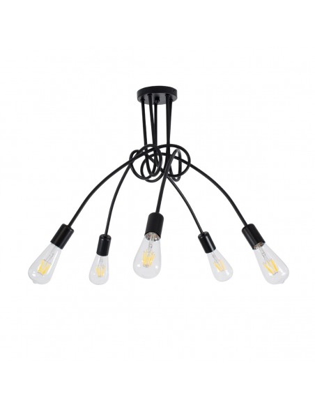 GloboStar® PAULELI 01127 Μοντέρνο Industrial Φωτιστικό Οροφής Πολύφωτο Μαύρο Μεταλλικό Φ58 x Y45cm