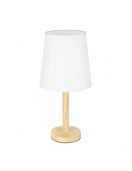 GloboStar® NAPHIE 01208 Κλασικό Επιτραπέζιο Φωτιστικό Πορτατίφ Μονόφωτο 1 x E27 Ξύλινο με Λευκό Καπέλο Φ21 x Υ42cm