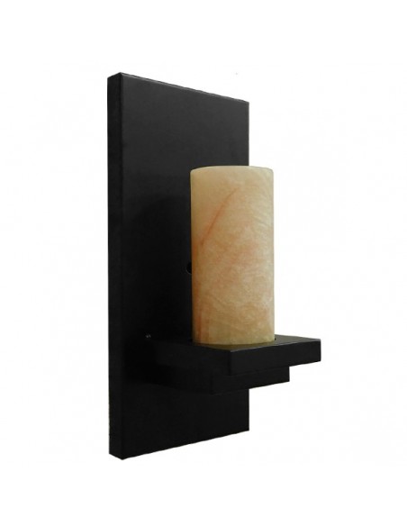 GloboStar® ODILIA 01245 Vintage Φωτιστικό Τοίχου Απλίκα Μονόφωτο Μαύρο Μεταλλικό με Μπεζ Όνυχα Μ10 x Π14 x Υ30cm