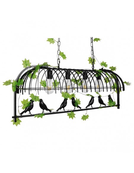 GloboStar® NEST 01255 Vintage Industrial Κρεμαστό Φωτιστικό Οροφής Πολύφωτο 4 x E27 Mαύρο Μεταλλικό Πλέγμα Μ105 x Π36.5 x Y37cm