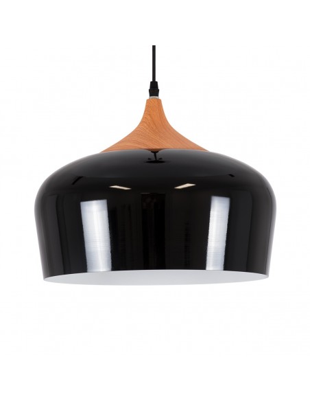 GloboStar® VILI BLACK 01261 Μοντέρνο Κρεμαστό Φωτιστικό Οροφής Μονόφωτο 1 x E27 Μαύρο Μεταλλικό Καμπάνα Φ35 x Y27cm