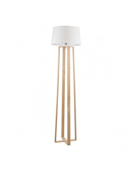 GloboStar® TOWER 01264 Μοντέρνο Φωτιστικό Δαπέδου Μονόφωτο 1 x E27 Μπεζ Ξύλινο Καμπάνα D40 x H166cm