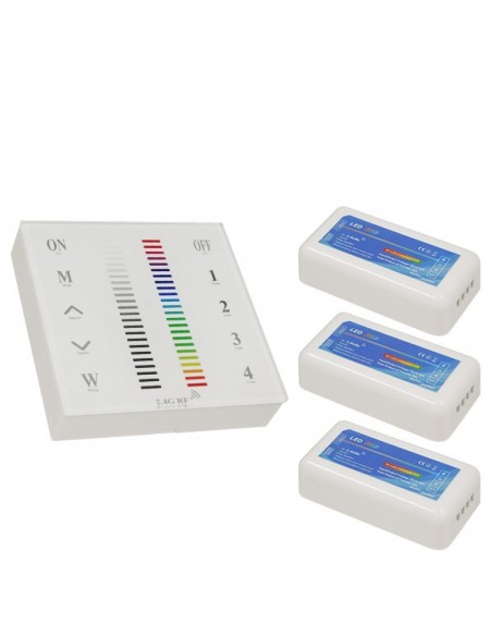 Ασύρματος LED RGB Controller με Χειριστήριο Τοίχου Αφής 2.4G RF 12v (432w) - 24v (864w) DC για Τρία Group GloboStar 04053