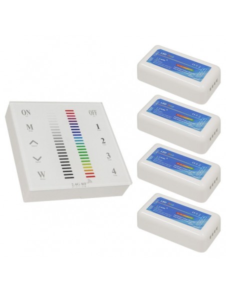 Ασύρματος LED RGB Controller με Χειριστήριο Τοίχου Αφής 2.4G RF 12v (576w) - 24v (1152w) DC για Τέσσερα Group GloboStar 04054