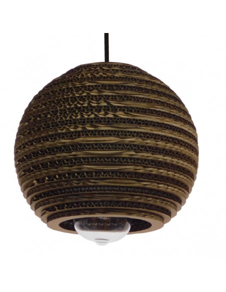 GloboStar® SANTORINI 01288 Vintage Κρεμαστό Φωτιστικό Οροφής Μονόφωτο 3D από Επεξεργασμένο Σκληρό Καφέ Χαρτόνι Καμπάνα Φ20 x Y18cm