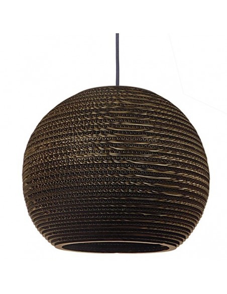 GloboStar® SANTORINI  01289 Vintage Κρεμαστό Φωτιστικό Οροφής Μονόφωτο 3D από Επεξεργασμένο Σκληρό Καφέ Χαρτόνι Καμπάνα Φ40 x Y34cm