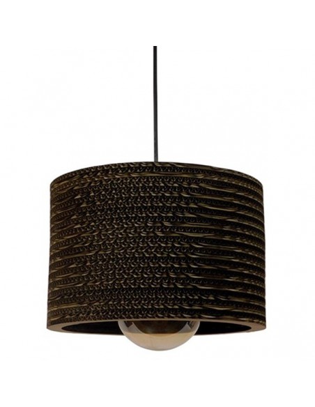 GloboStar® SANTORINI  01290 Vintage Κρεμαστό Φωτιστικό Οροφής Μονόφωτο 3D από Επεξεργασμένο Σκληρό Καφέ Χαρτόνι Καμπάνα Φ30 x Y20cm