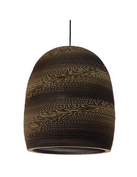 GloboStar® SANTORINI  01296 Vintage Κρεμαστό Φωτιστικό Οροφής Μονόφωτο 3D από Επεξεργασμένο Σκληρό Καφέ Χαρτόνι Καμπάνα Φ35 x Y40cm