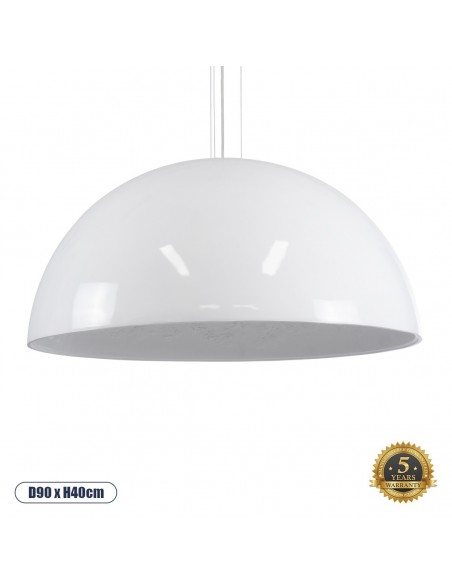 GloboStar® SERENIA WHITE 01273 Μοντέρνο Κρεμαστό Φωτιστικό Οροφής Μονόφωτο 1 x E27 AC220-240V IP20 - Φ90 x Υ40cm - Λευκό Γύψινο Καμπάνα