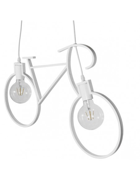 GloboStar® BIKE WHITE 01300 Vintage Κρεμαστό Φωτιστικό Οροφής Δίφωτο 2 x E27 Λευκό Μεταλλικό Μ67 x Π1.5 x Υ41cm