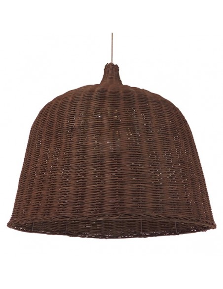 GloboStar® BAHAMAS 01369 Vintage Κρεμαστό Φωτιστικό Οροφής Μονόφωτο 1 x E27 Καφέ Σκούρο Ξύλινο Ψάθινο Μπαμπού Φ60 x Υ60cm